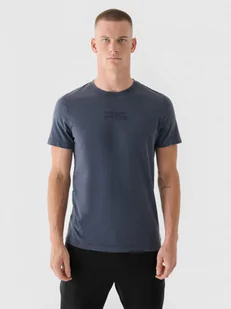 Męski t-shirt z nadrukiem 4F x Robert Lewandowski RL9SAW24TTSHM2181 - szary - Koszulki sportowe męskie - miniaturka - grafika 1