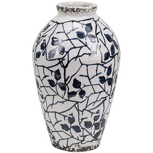 Wazon Na Kwiaty Ceramiczny 20 Cm Biały Z Niebieskim Mallia - Wazony i flakony - miniaturka - grafika 1