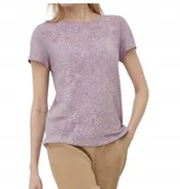 Bluzki damskie - VILA BLUZKA FIOLETOWA W KROPY Z KRÓTKIM RĘKAWEM 36 XQA - miniaturka - grafika 1