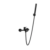 Baterie wannowe i prysznicowe - Invena Bateria wannowa z zestawem natryskowym czarny połysk Nestos - miniaturka - grafika 1