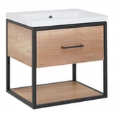 Szafki łazienkowe - Szafka Alfa wisząca dąb country z umywalką 50 cm - miniaturka - grafika 1