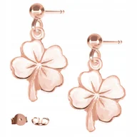 Kolczyki - Kolczyki Koniczyna Kwiat różowe złoto 925 - miniaturka - grafika 1