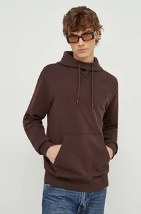 G-Star Raw bluza bawełniana męska kolor brązowy z kapturem z nadrukiem - Bluzy męskie - miniaturka - grafika 1