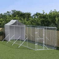 Sprzęt podróżny i transportery dla psów - vidaXL Kojec dla psa, z dachem, srebrny, 2x10x2,5m, stal galwanizowana - miniaturka - grafika 1