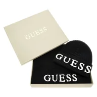 Czapki damskie - Damska Czapka i szalik GUESS GIFT BEANIE + SCARF LOGO GFBOXWP4402-BLA – Czarny - miniaturka - grafika 1