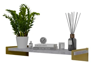Półka ścienna na książki złoty + beton A9-A17 - Półki do salonu - miniaturka - grafika 1
