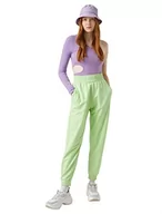 Spodnie damskie - Koton Damskie spodnie dresowe z elastycznym paskiem, Zielony (767), M - miniaturka - grafika 1