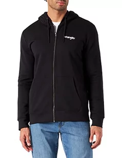 Wrangler Męska bluza z kapturem Zip Thru, czarna, mała - Bluzy męskie - miniaturka - grafika 1