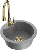 Zlewozmywaki z baterią - Mexen Diego zlewozmywak granitowy 1-komorowy z baterią kuchenną Savita, szary - 6512-71-672601-50 - miniaturka - grafika 1