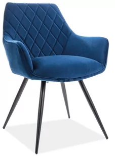 Krzesło tapcierowane fotelowe z podłokietnikami LINEA VELVET granatowe - Krzesła - miniaturka - grafika 1