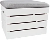 Pufy i podnóżki - PUFA DREWNIANA SCHOWEK SKRZYNKA KUFEREK SIEDZISKO Białe - 50 wzorów - miniaturka - grafika 1