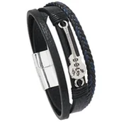 Bransolety męskie - Modna męska skórzana bransoletka ze sztucznej skóry z gitarą - miniaturka - grafika 1