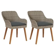 Fotele i krzesła ogrodowe - vidaXL Krzesła ogrodowe z poduszkami 2 sztuki Czarny Rattan Poly - miniaturka - grafika 1