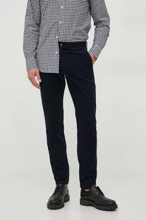 Spodnie męskie - Tommy Hilfiger spodnie sztruksowe kolor granatowy proste - grafika 1