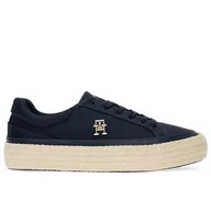Trampki damskie - Buty Tommy Hilfiger Vulc Sneaker Linnen FW0FW07673-DW6 - granatowe - miniaturka - grafika 1