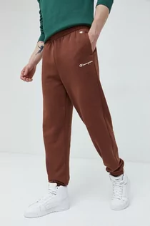 Spodnie męskie - Champion spodnie dresowe męskie kolor brązowy gładkie - grafika 1