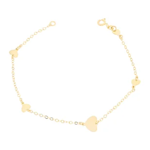 Złota bransoletka celebrytka z serduszkami 16+3 cm pr. 585 - Bransoletki Złota bransoletka celebrytka z serduszkami 16+3 cm pr. 585 - Bransoletki - miniaturka - grafika 1