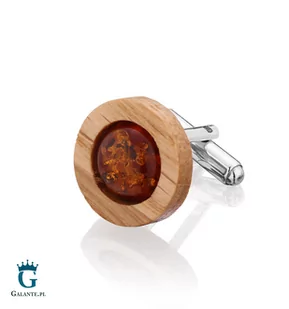 Srebrne Spinki do Mankietów "Polski Las" z Bursztynem SMD-006 - Spinki do mankietów i krawatów - miniaturka - grafika 2
