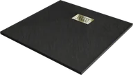 Brodziki prysznicowe - Mexen Hugo brodzik kwadratowy SMC 90 x 90 cm, czarny, maskownica złota - 42709090-G - miniaturka - grafika 1