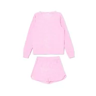 Piżamy damskie - Cropp - Różowa welurowa piżama w serca - Różowy - miniaturka - grafika 1