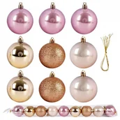 Bombki - Bombki choinkowe nietłukące złote różowe zestaw 9 szt. 6 cm kod: O-839177 - miniaturka - grafika 1