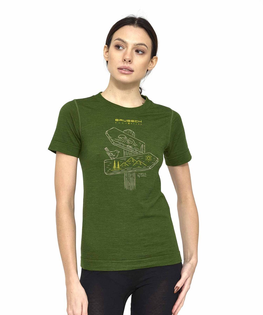 Koszulka damska z krótkim rękawem wełniana Brubeck OUTDOOR WOOL PRO