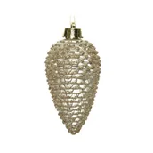 Ozdoby bożonarodzeniowe - Zawieszka plastikowa szyszka 8 x 4,5 cm 6 sztuk perłowy - miniaturka - grafika 1