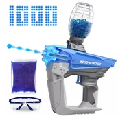 Zabawki militarne - Pistolet na kulki żelowe automat CS-001 niebieski 1000 kulek + okulary - miniaturka - grafika 1