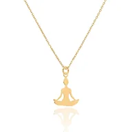 Naszyjniki - Naszyjnik srebrny pozłacany z Joga kwiat lotosu 42 CM - miniaturka - grafika 1