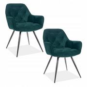 Krzesła - Krzesło Cherry Velvet Zielone Welur Pikowane 2 szt - miniaturka - grafika 1
