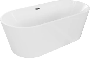 Mexen Luna wanna wolnostojąca 170 x 80 cm, biała, przelew gun gray szczotkowany - 52031708000-66 - Wanny - miniaturka - grafika 1