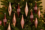 Bombki - Ewax Komplet 9 bombek plastikowych 15 cm Sople różowe burgundowe - miniaturka - grafika 1