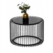 Ławy i stoliki kawowe - Stolik Do Salonu Ażurowy Druciany Navio 60 Ze Szklanym Blatem Czarny Marmur - miniaturka - grafika 1
