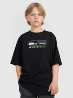Koszulki dla chłopców - 4F T-shirt oversize z nadrukiem chłopięcy - czarny 122 (6-7 lat) - miniaturka - grafika 1