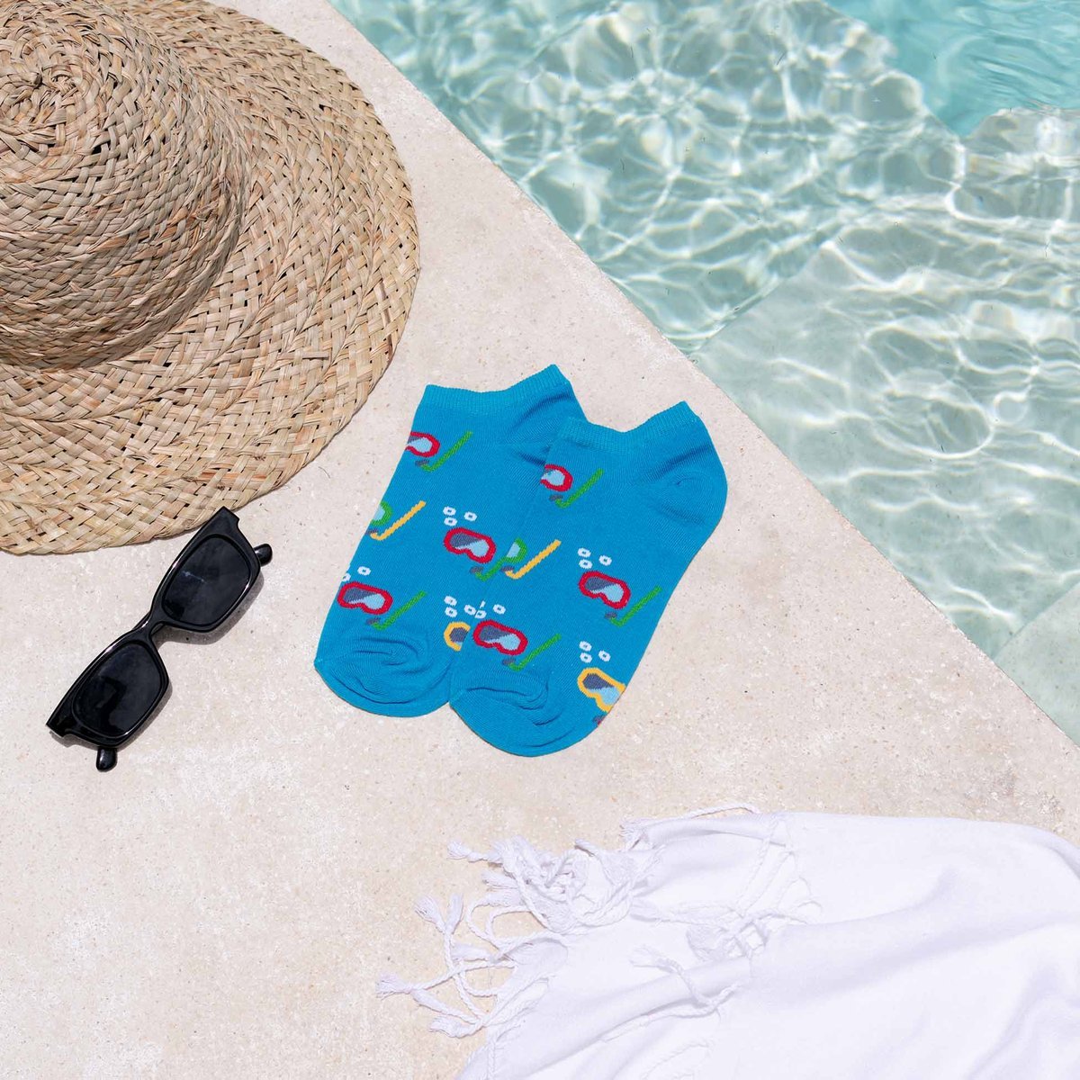 Młodzieżowe skarpetki stopki Hipstery maski do nurkowania niebieskie Adrian r.39/42