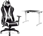 Fotele gamingowe - Fotel Diablo Chairs X-Horn 2.0 czarno-biały + EGON 1100 Białe 110 cmx60 cm - miniaturka - grafika 1