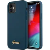 Etui i futerały do telefonów - Guess GUHCP12SLSLMGBL iPhone 12 mini 5,4" niebieski/blue hardcase Metal Logo Script GUE001068 - miniaturka - grafika 1