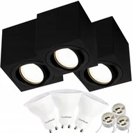 Oprawy, klosze i abażury - 3X Oprawa Natynkowa Halogenowa Amat-M Kwadratowa Czarna 84Mm + Led Gu10 6W 3000K Lumiled - miniaturka - grafika 1