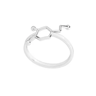 Srebrny pierścionek - dopamina, wzór chemiczny, srebro 925 : ROZMIAR PIERŚCIONKA - 15 | UK:P | Φ17,33 MM, Srebro - kolor pokrycia - Pokrycie platyną - Pierścionki - miniaturka - grafika 1