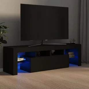 vidaXL Lumarko Szafka pod TV z oświetleniem LED, czarna, 140x35x40 cm 804365 - Szafki RTV - miniaturka - grafika 1