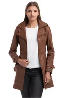 Kurtki damskie - Kurtka damska Chyston Elsa długa brązowa skóra owcza-XL - miniaturka - grafika 1