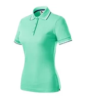 Koszulki i topy damskie - Kontrastowa Damska Koszulka Bawełniana POLO FOCUS Miętowa 2XL - miniaturka - grafika 1