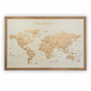 Artglob, The World, Mapa świata 3D, grawerowana w drewnie, 840x550 mm - Mapy i plansze edukacyjne - miniaturka - grafika 1