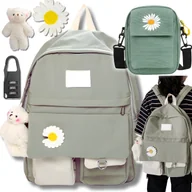 Torebki damskie - Plecak Szkolny Młodzieżowy Brelok Listonoszka Kwiatek Tornister Modny - miniaturka - grafika 1