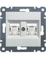 Gniazdka elektryczne - Hager Polo LUMINA2 Gniazdo komputerowe podwójne RJ45 kat. 6 FTP białe WL2180 WL2180 - miniaturka - grafika 1