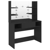Toaletki - shumee Stolik do makijażu z LED 100x40x135 cm MDF czarny - miniaturka - grafika 1
