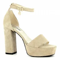 Sandały damskie - Beżowe sandały zamszowe CARINII - Carinii - miniaturka - grafika 1