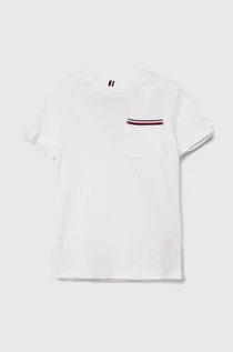 Koszulki dla chłopców - Tommy Hilfiger t-shirt bawełniany dziecięcy kolor biały gładki - grafika 1