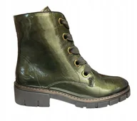 Botki damskie - ARA BOTKI DAMSKIE ZIELONE SKÓRZANE NA ZAMEK I WIĄZANE 38 J6A - miniaturka - grafika 1