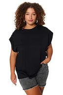 Bluzki damskie - Trendyol Damska luźna bluzka z okrągłym dekoltem i okrągłym dekoltem, bluzka plus size, Czarny, 3XL - miniaturka - grafika 1